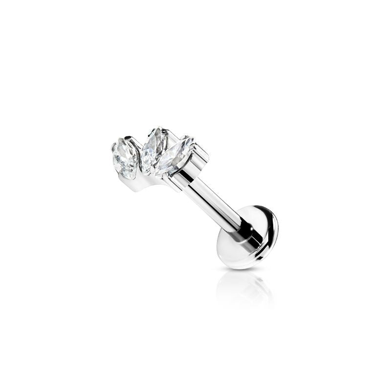 Titanium Threadless Marquis Flatback Labret - SkinKandy | Body Jewellery & Piercing Online Australia