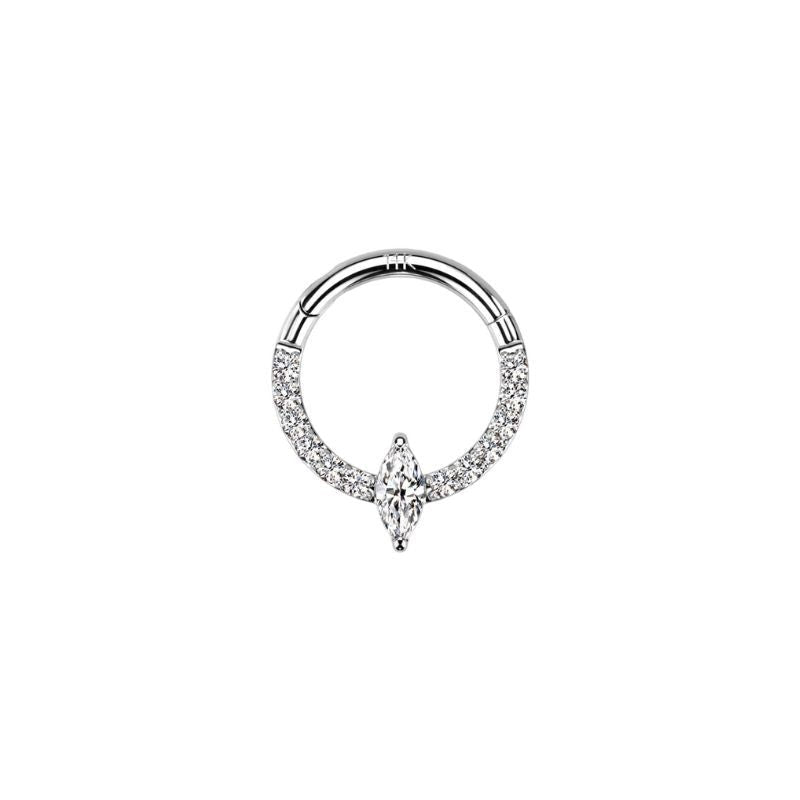 14K Solid Gold CZ Paved Marquis Segment - SkinKandy | Body Jewellery & Piercing Online Australia