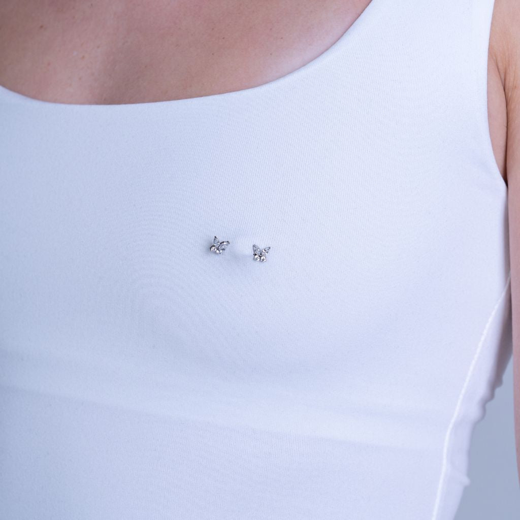 Titanium Threadless Butterfly Nipple Bar Pair