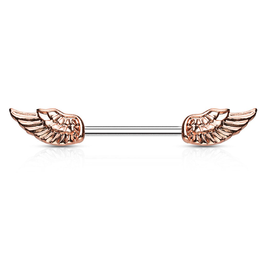 Angel Wings Nipple Barbell Rings Rose Gold - SkinKandy | Body Jewellery & Piercing Online Australia