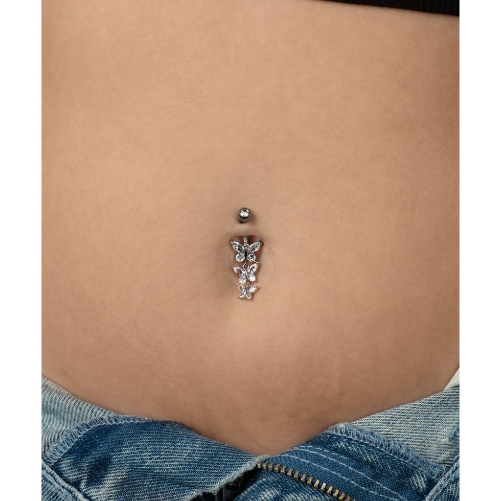 Triple Butterfly Navel Dangle - SkinKandy | Body Jewellery & Piercing Online Australia