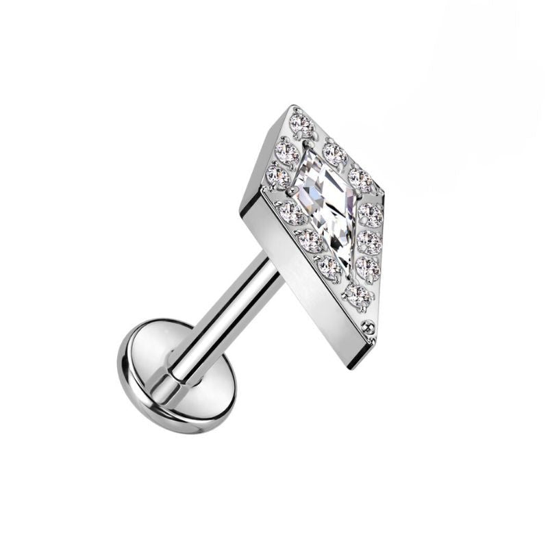 Titanium CZ Paved Spear Flatback Labret - SkinKandy | Body Jewellery & Piercing Online Australia
