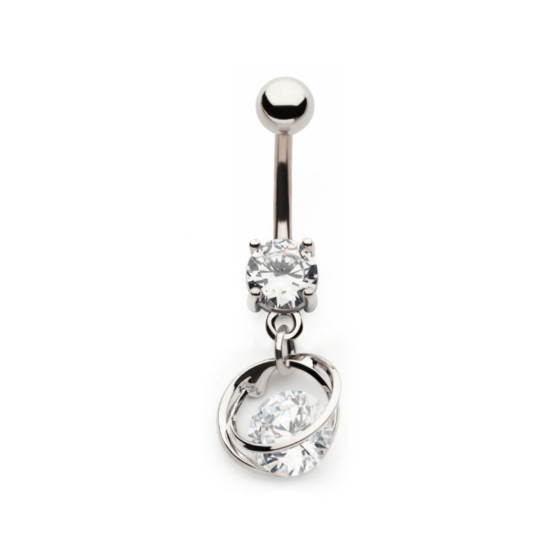 Intertwined Rings CZ Navel Dangle - SkinKandy | Body Jewellery & Piercing Online Australia