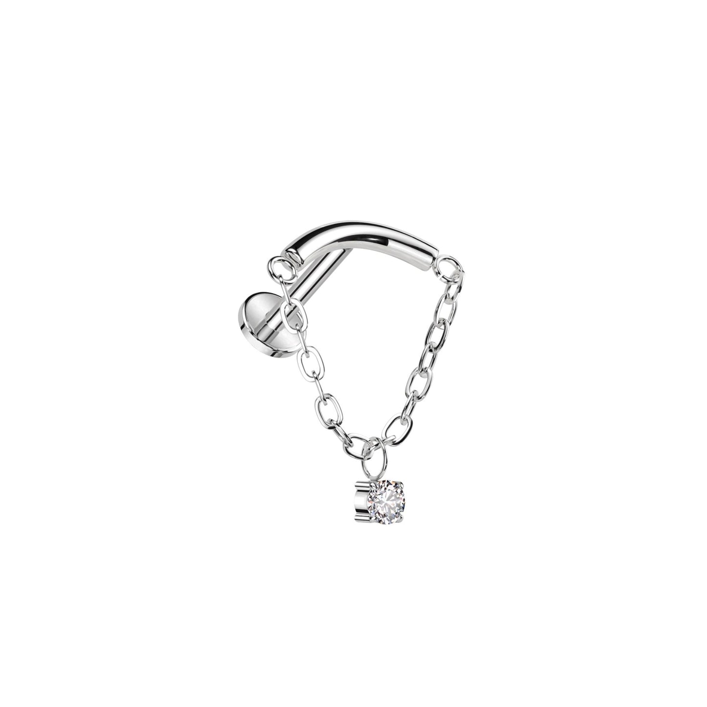 Titanium Hidden Helix CZ Set On Chain Flatback - Titanium