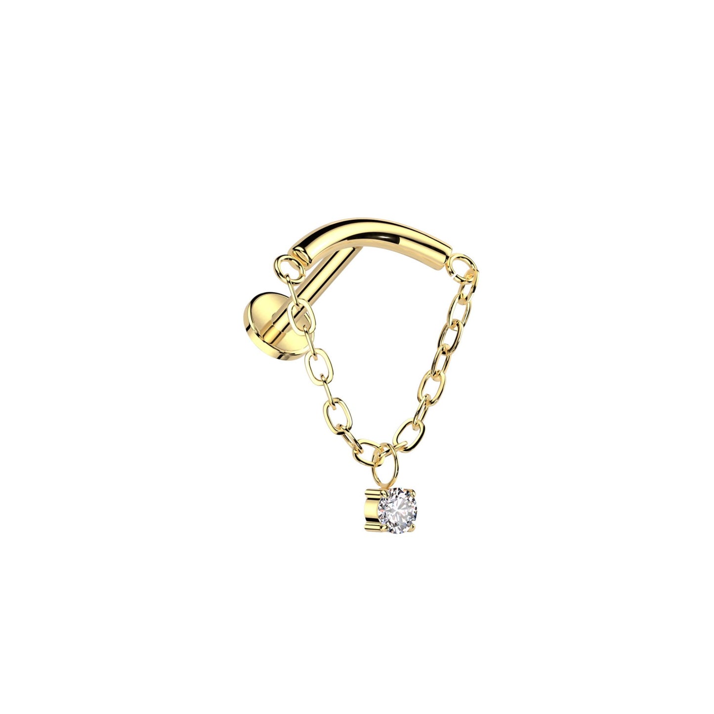 Titanium Hidden Helix CZ Set On Chain Flatback - SkinKandy | Body Jewellery & Piercing Online Australia