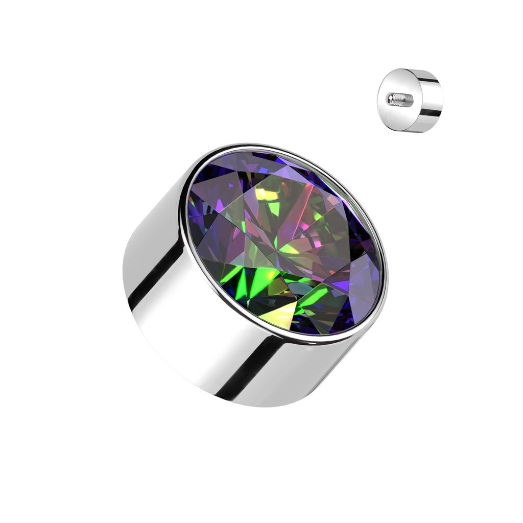 Titanium Internally Threaded Top Bezel Set Round CZ Top Piercing - SkinKandy | Body Jewellery & Piercing Online Australia