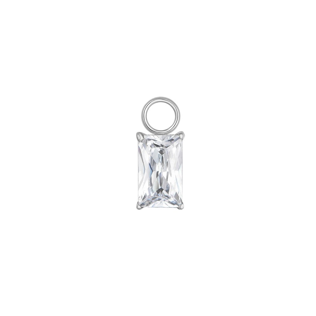Titanium Rectangle Cubic Zirconia Charm - SkinKandy | Body Jewellery & Piercing Online Australia