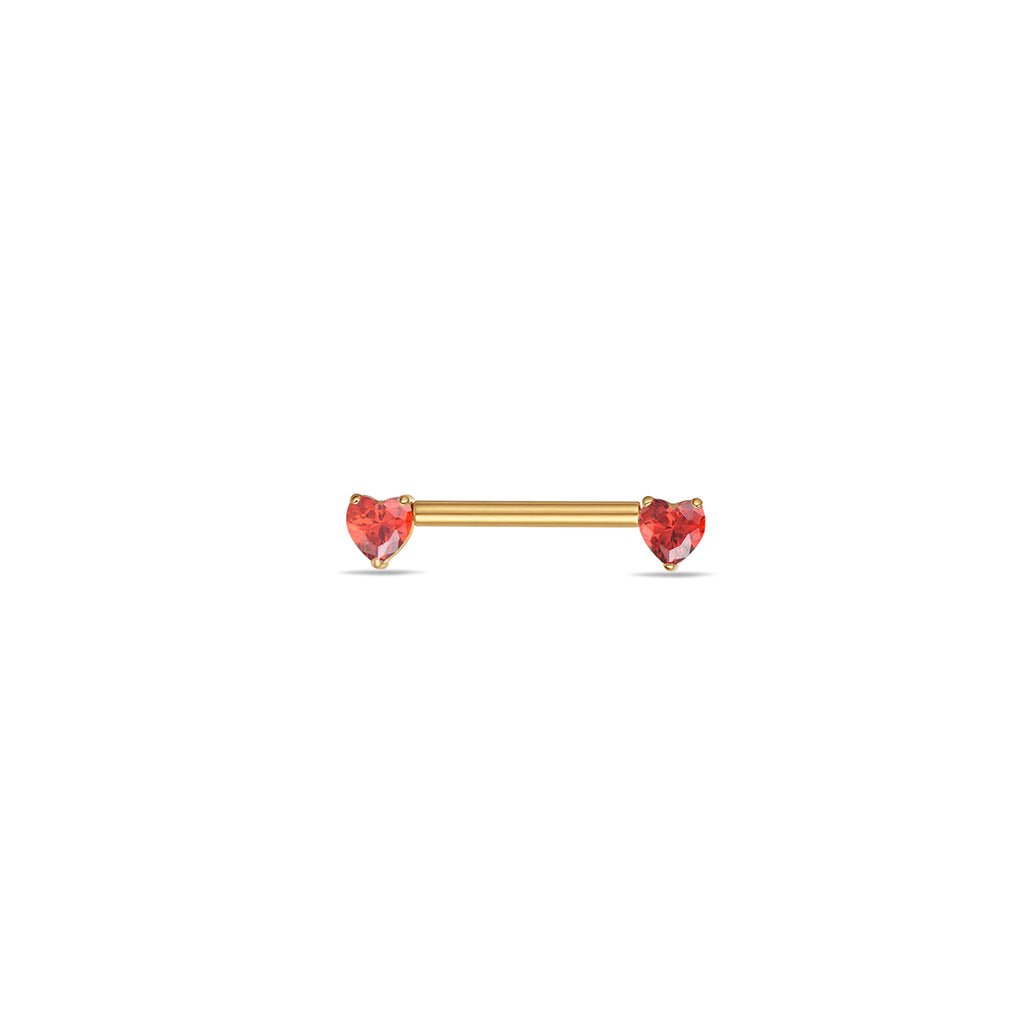 Titanium Threadless Nipple Bar with Heart Cubic Zirconia - SkinKandy | Body Jewellery & Piercing Online Australia