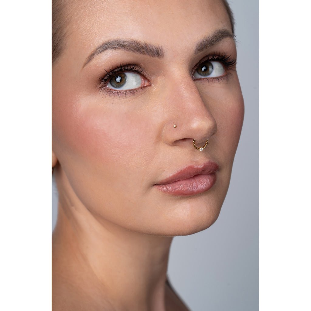 Titanium Twisted Rope Segment Ring with Cubic Zirconia - SkinKandy | Body Jewellery & Piercing Online Australia