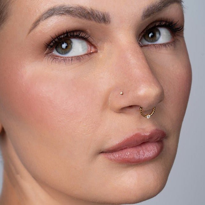 Titanium Twisted Rope Segment Ring with Cubic Zirconia - SkinKandy | Body Jewellery & Piercing Online Australia