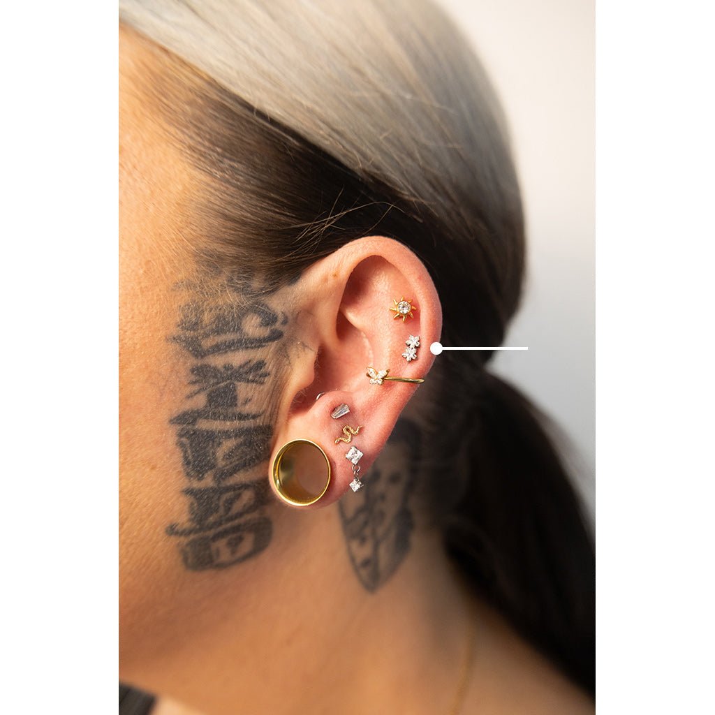 Titanium Flatback with Two Star Cubic Zirconia - SkinKandy | Body Jewellery & Piercing Online Australia