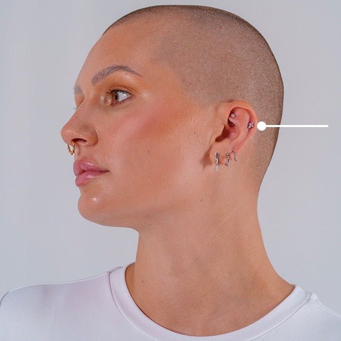 Titanium Flatback with Flower, Dual Round, and Marquis Cubic Zirconia - SkinKandy | Body Jewellery & Piercing Online Australia