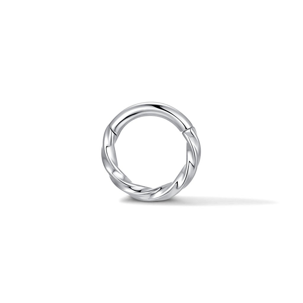 Silver-tone twisted cord segment ring