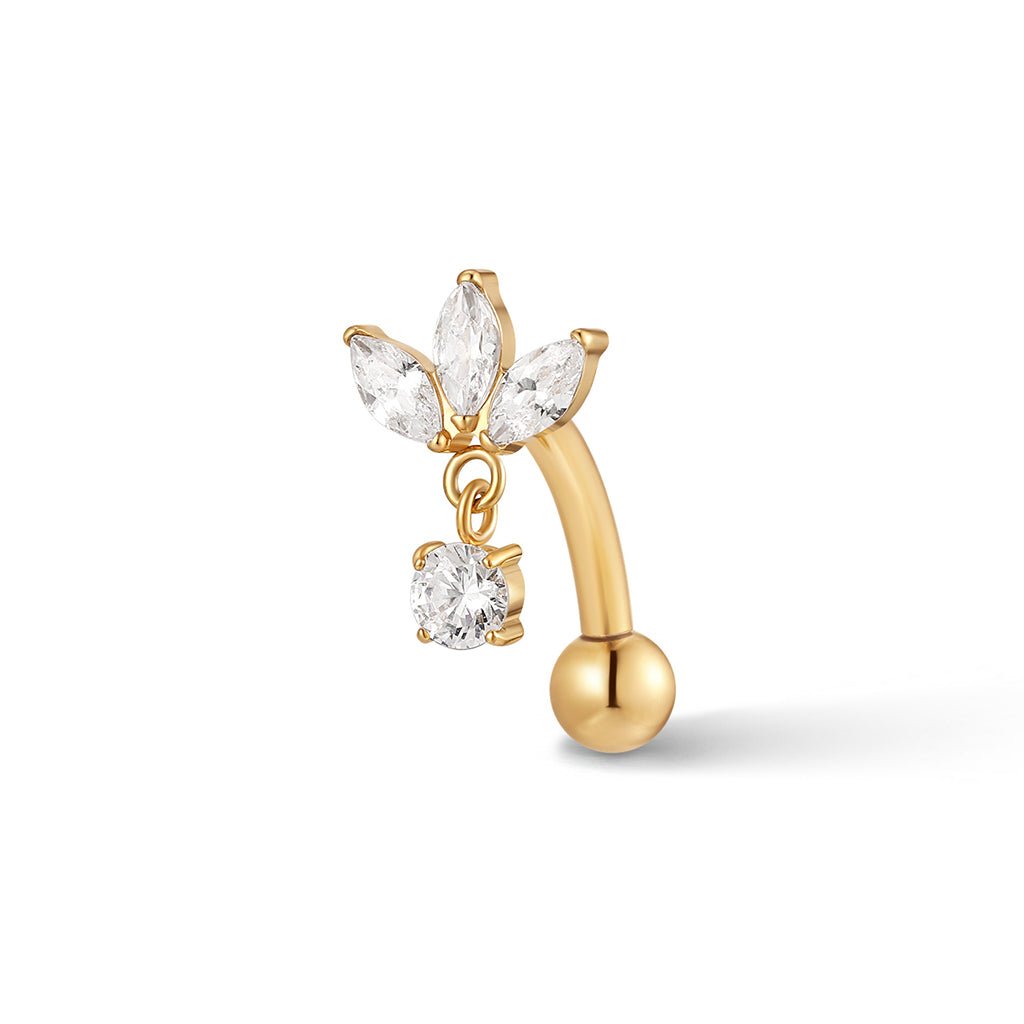Titanium Internally Threaded Navel 3 Petal Cubic Zirconia Dangle - SkinKandy | Body Jewellery & Piercing Online Australia