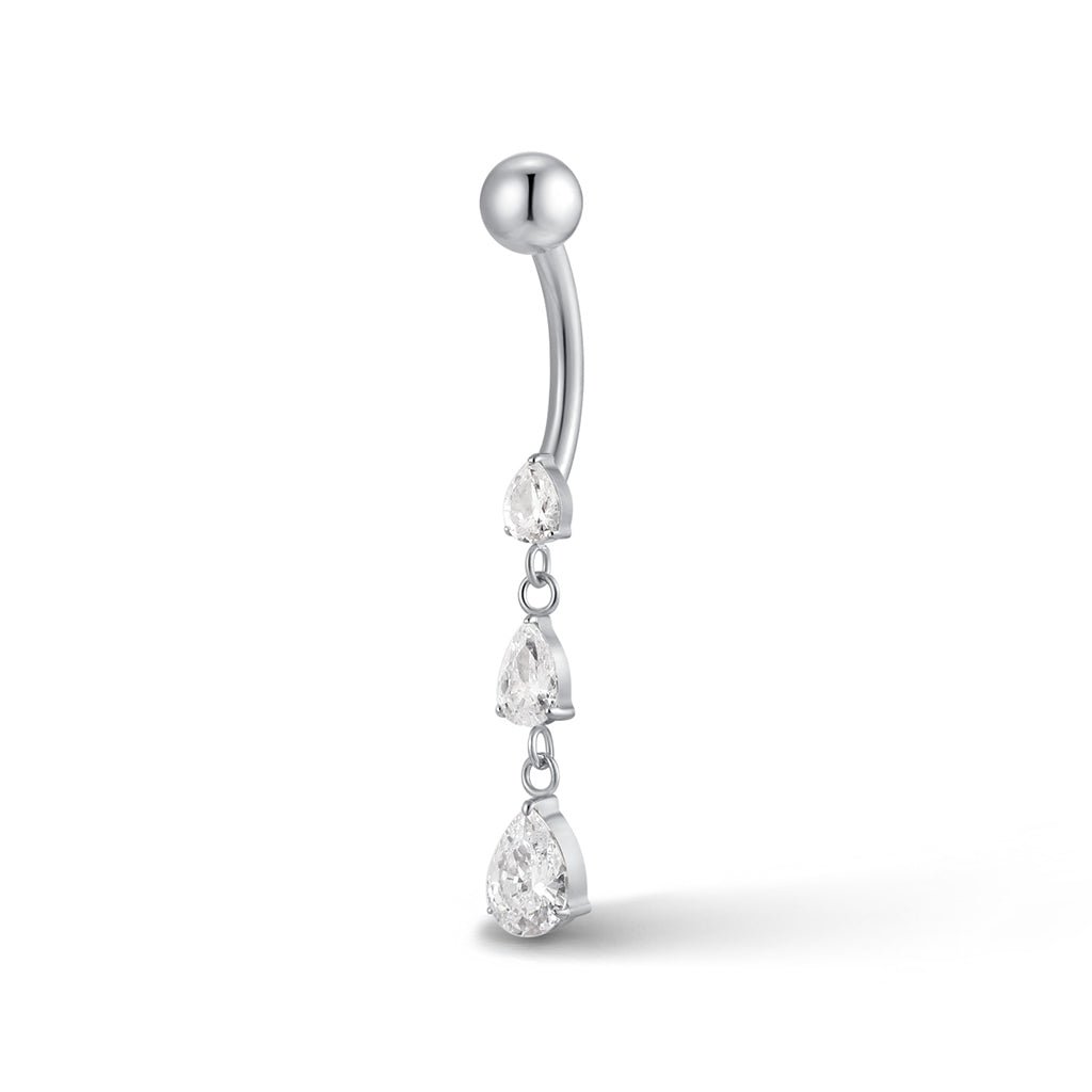 Titanium Internally Threaded Navel 3 Teardrop Cubic Zirconia Dangle - SkinKandy | Body Jewellery & Piercing Online Australia