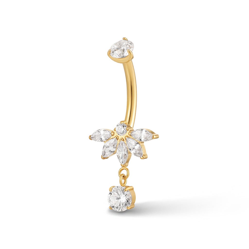 Titanium Internally Threaded Navel 5 Petal Cubic Zirconia - SkinKandy | Body Jewellery & Piercing Online Australia