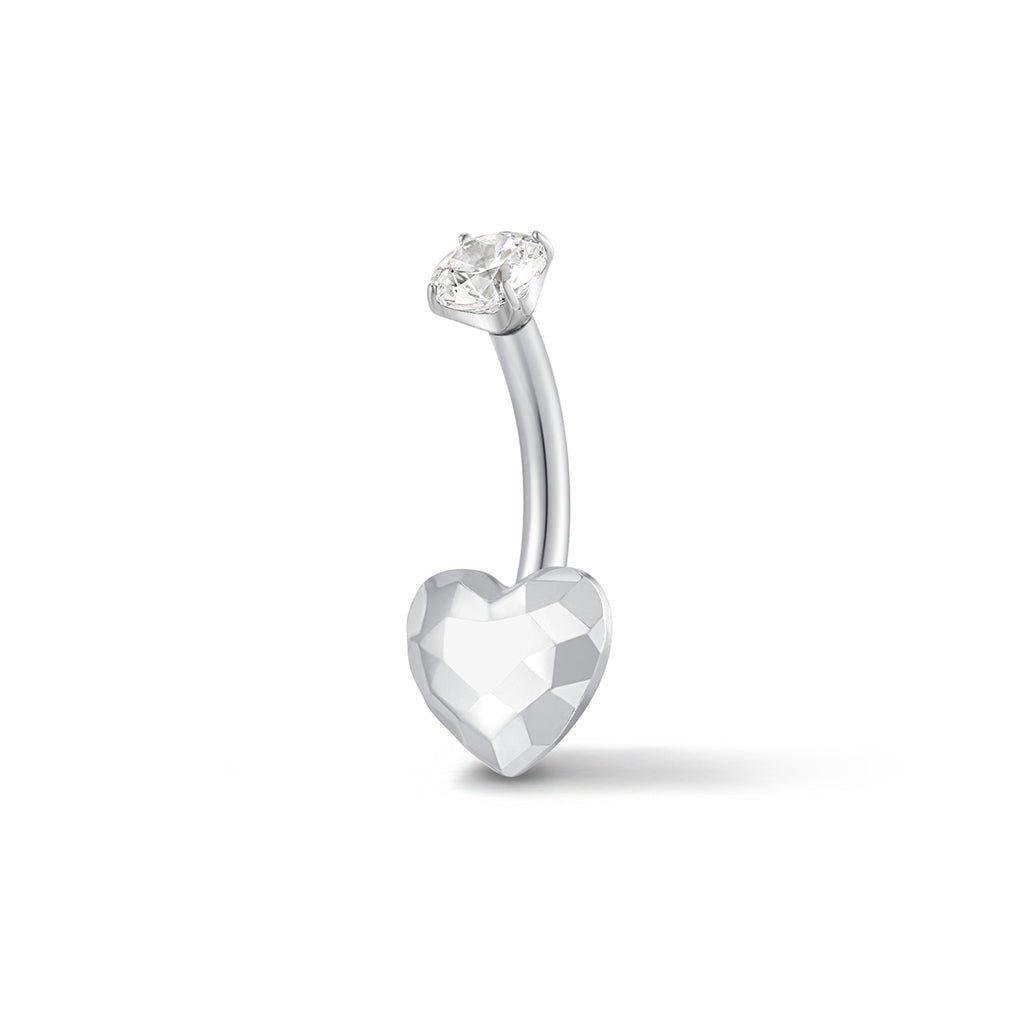 Titanium Internally Threaded Navel Faceted Heart Cubic Zirconia Top - SkinKandy | Body Jewellery & Piercing Online Australia