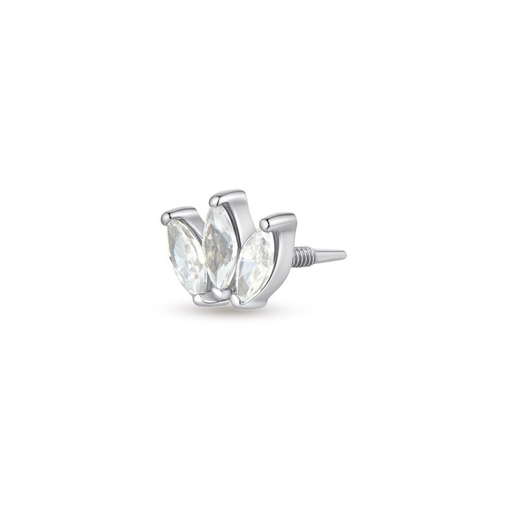 Titanium Guided Internally Threaded Tris Marquis Cubic Zirconia Top Piercing - SkinKandy | Body Jewellery & Piercing Online Australia