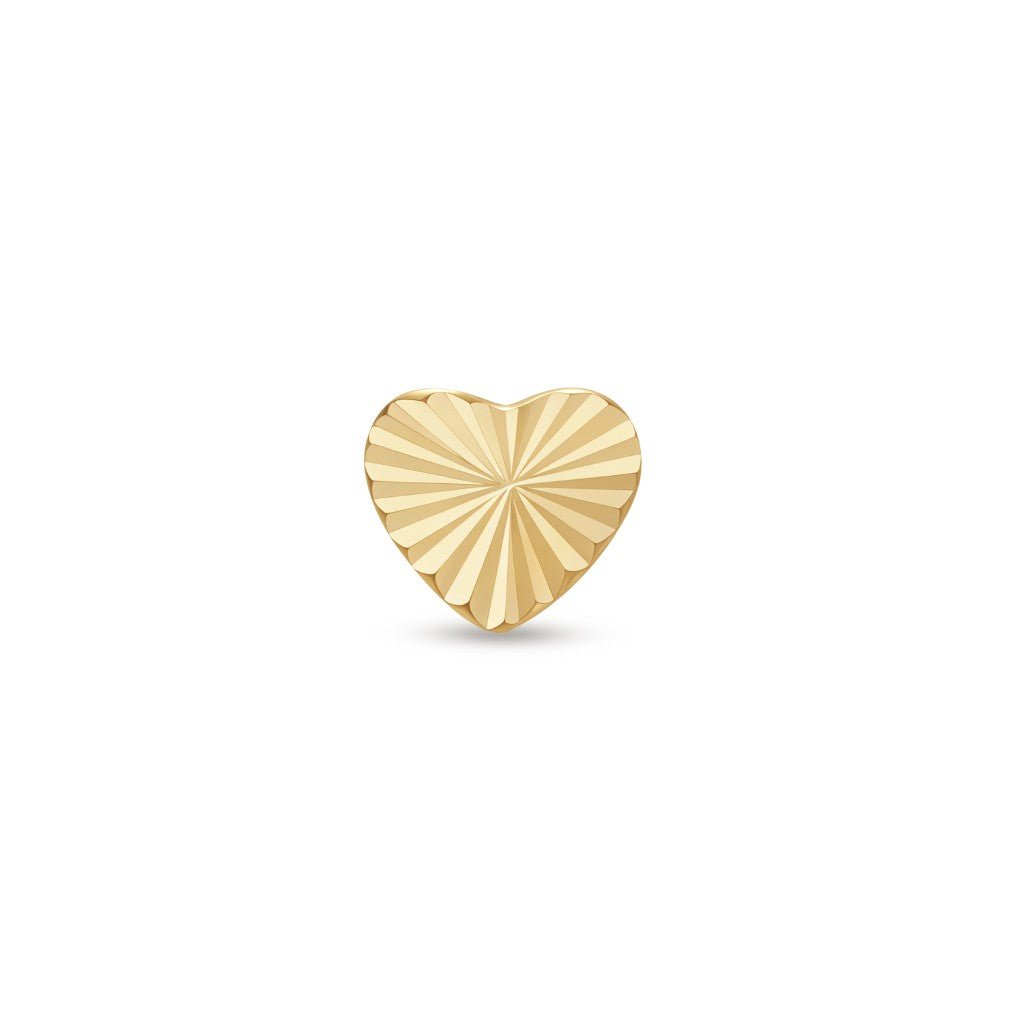 14K Solid Gold Guided Internally Threaded Striped Heart Top Piercing - SkinKandy | Body Jewellery & Piercing Online Australia