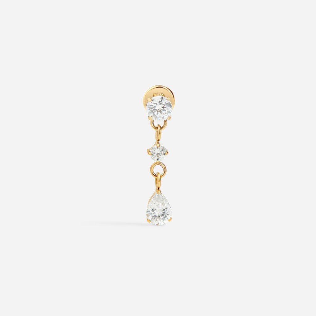 Titanium Internally Threaded Cubic Zirconia Two Round Teardrop Dangle Flatback - SkinKandy | Body Jewellery & Piercing Online Australia