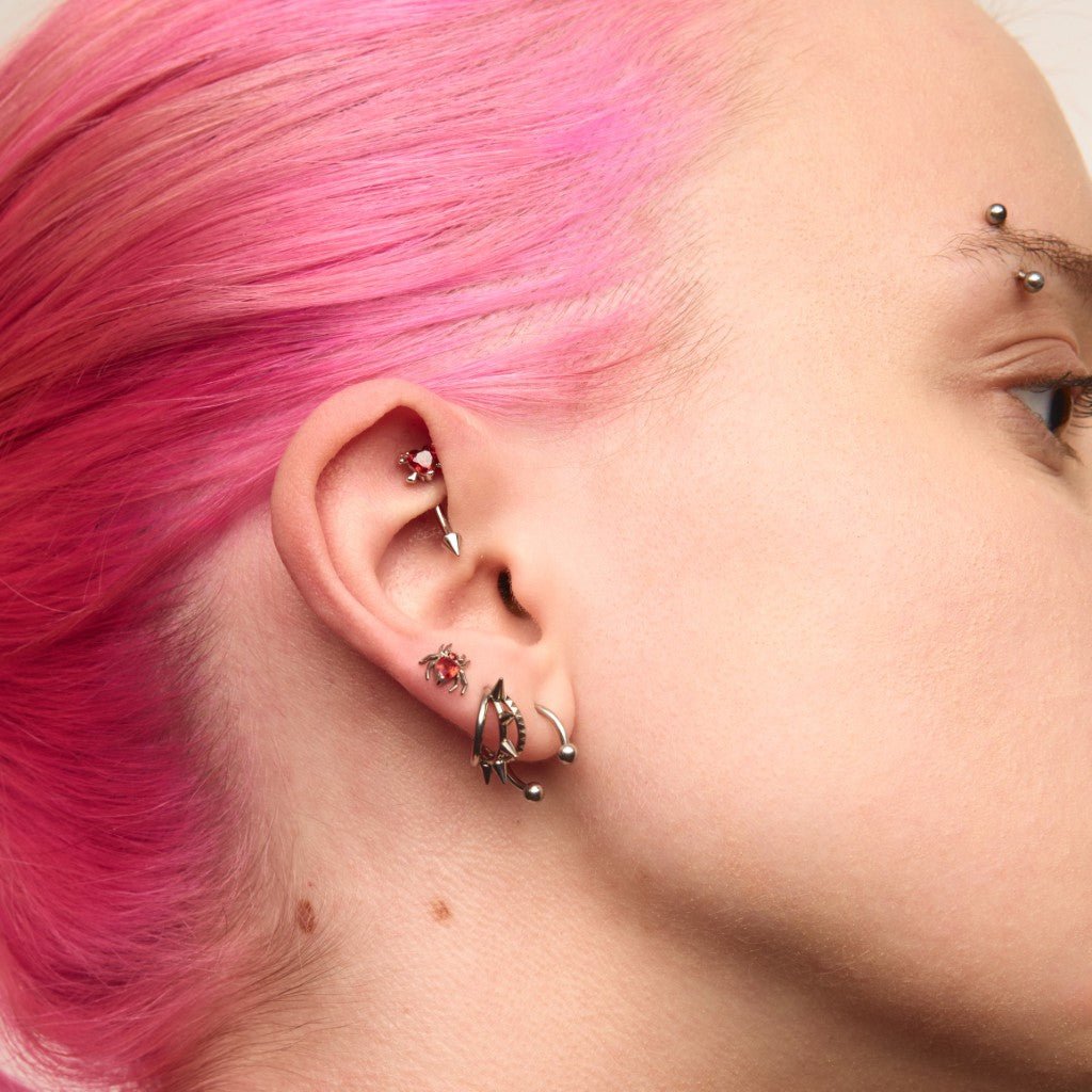 Titanium Internally Threaded Cubic Zirconia Red Heart Curved Barbell - SkinKandy | Body Jewellery & Piercing Online Australia