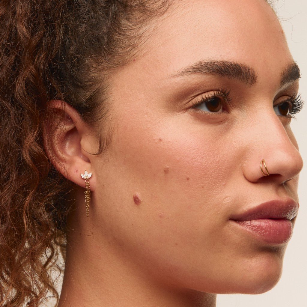 316L Surgical Steel Three Marquis Stud with Chain - SkinKandy | Body Jewellery & Piercing Online Australia