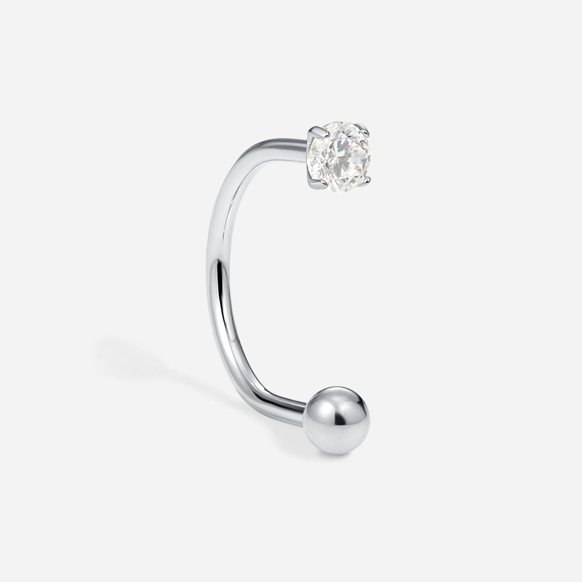 Titanium Internally Threaded Cubic Zirconia Round Plain U - Hoop Earring - SkinKandy | Body Jewellery & Piercing Online Australia