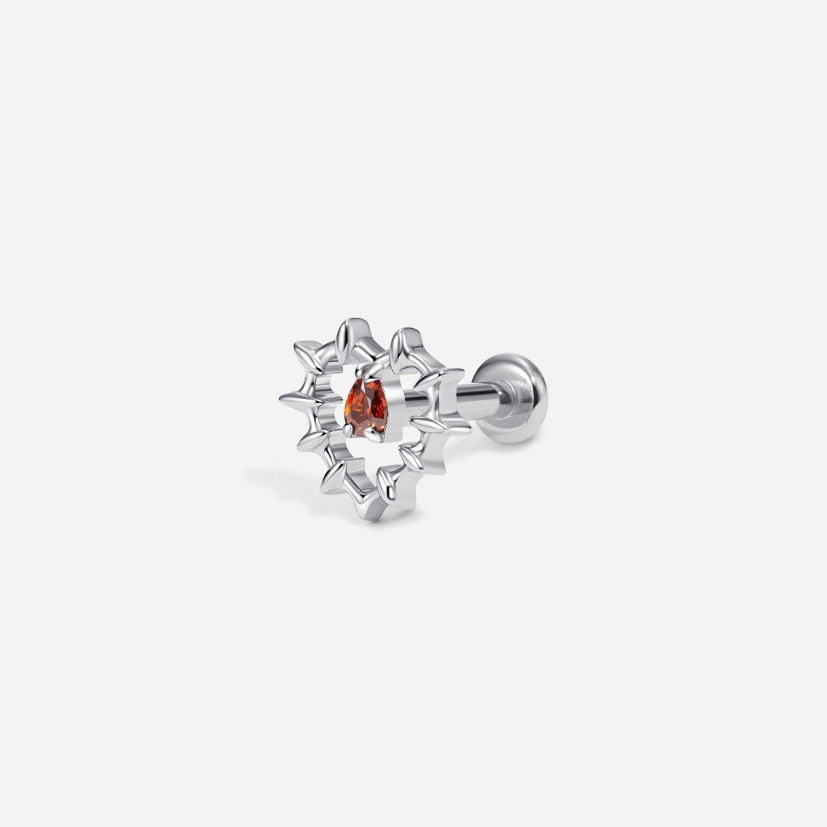 Titanium Internally Threaded Red Cubic Zirconia Spike Heart Flatback - SkinKandy | Body Jewellery & Piercing Online Australia