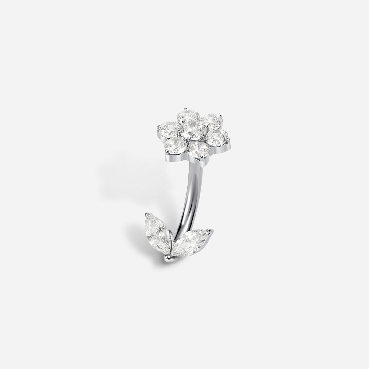 316L Surgical Steel Internally Threaded Cubic Zirconia Flower Navel - SkinKandy | Body Jewellery & Piercing Online Australia