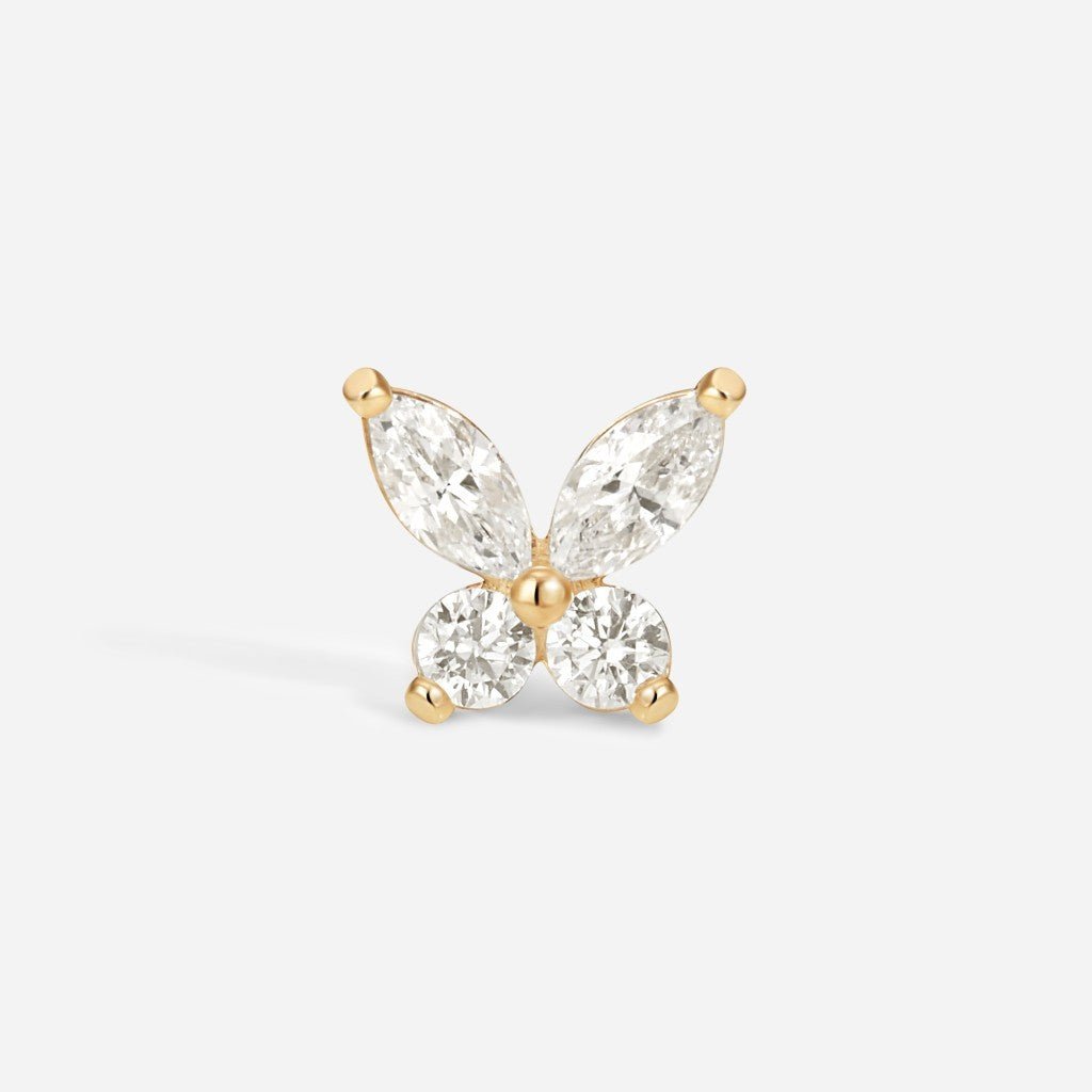 14K Solid Gold Guided Internally Threaded Butterfly Cubic Zirconia Top - SkinKandy | Body Jewellery & Piercing Online Australia