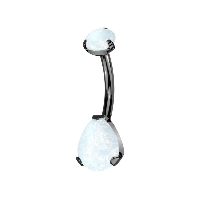 Titanium Pear Opal Navel Bar - SkinKandy | Body Jewellery & Piercing Online Australia