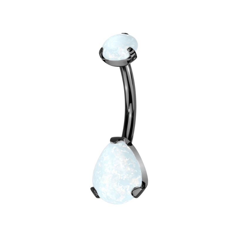 Titanium Pear Opal Navel Bar - SkinKandy | Body Jewellery & Piercing Online Australia
