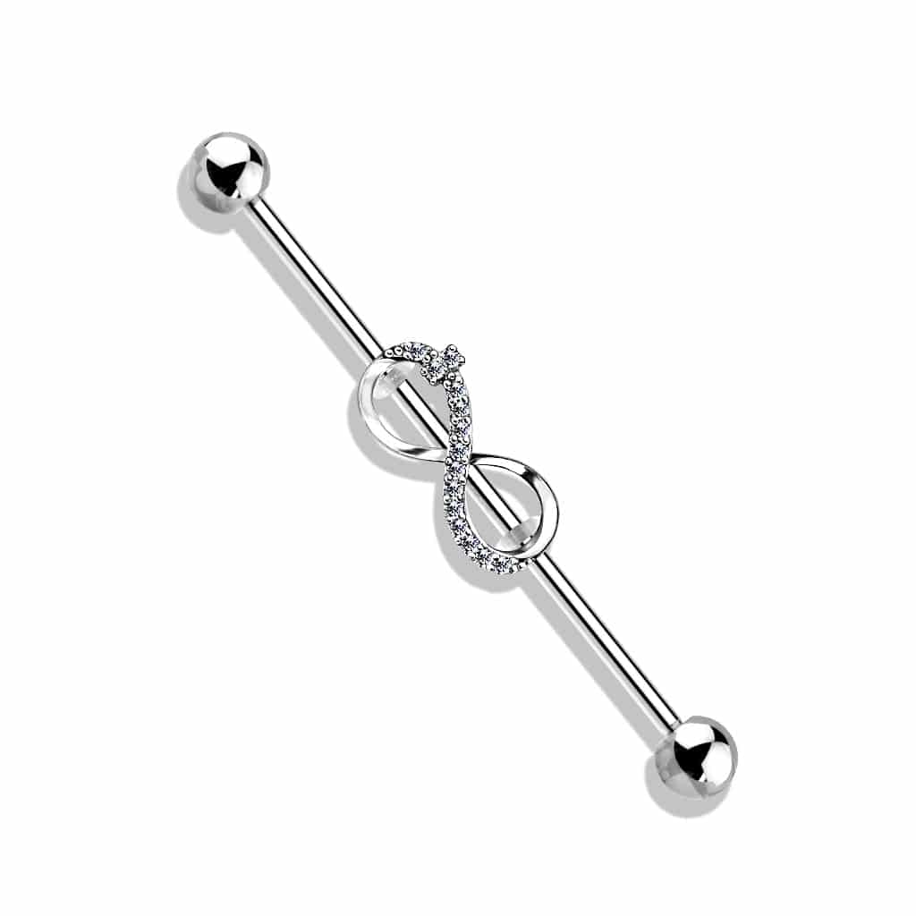 Cubic Zirconia Infinity Steel Industrial Barbell - SkinKandy | Body Jewellery & Piercing Online Australia