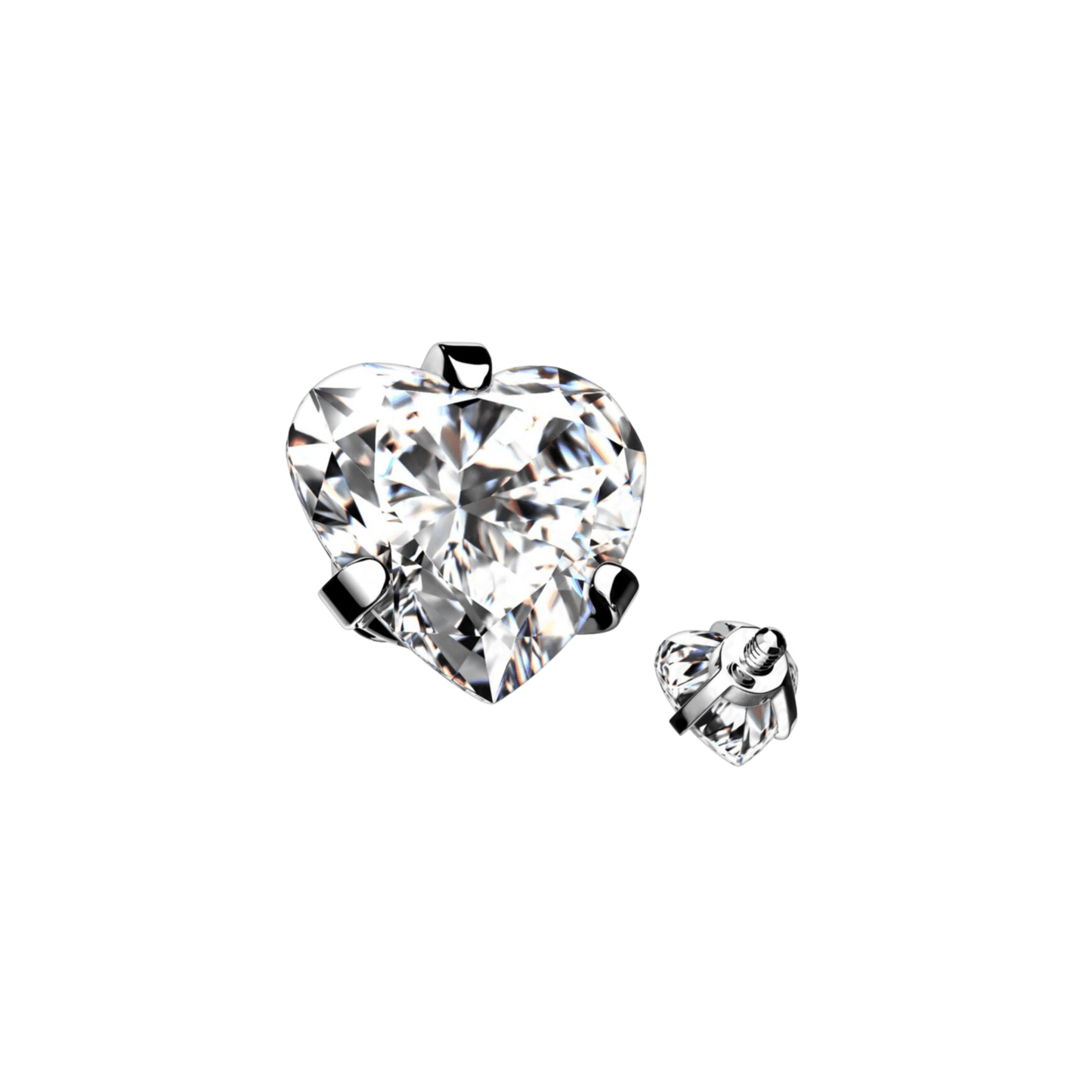 Prong Set Heart Clear CZ Internally Threaded Titanium Top 3mm - SkinKandy | Body Jewellery & Piercing Online Australia