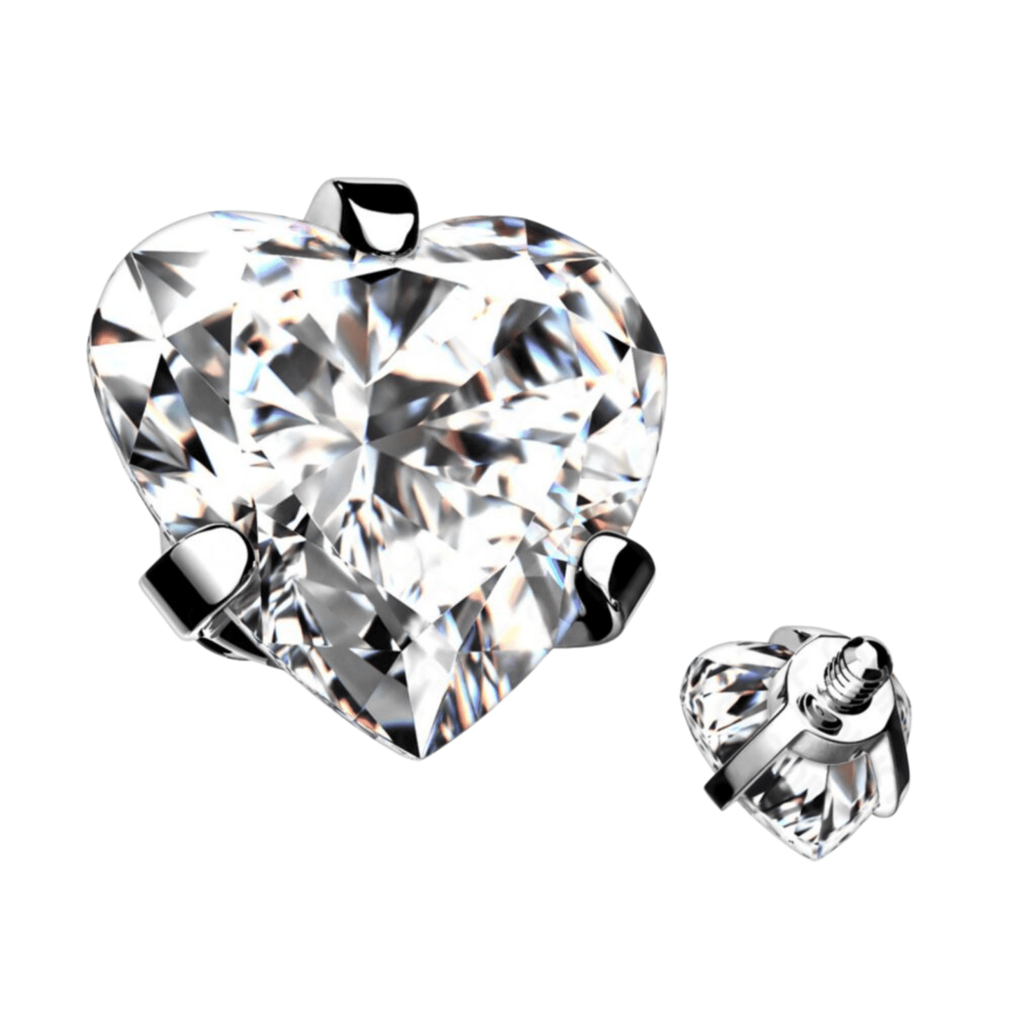 Prong Set Heart Clear CZ Internally Threaded Titanium Top 4mm - SkinKandy | Body Jewellery & Piercing Online Australia