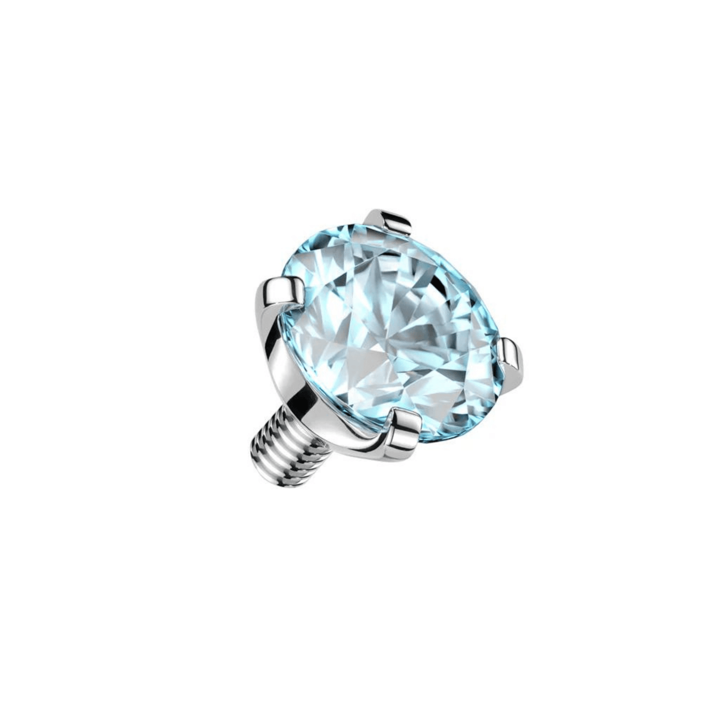 CZ Aqua Prong Set Round Titanium Internally Threaded Top - SkinKandy | Body Jewellery & Piercing Online Australia