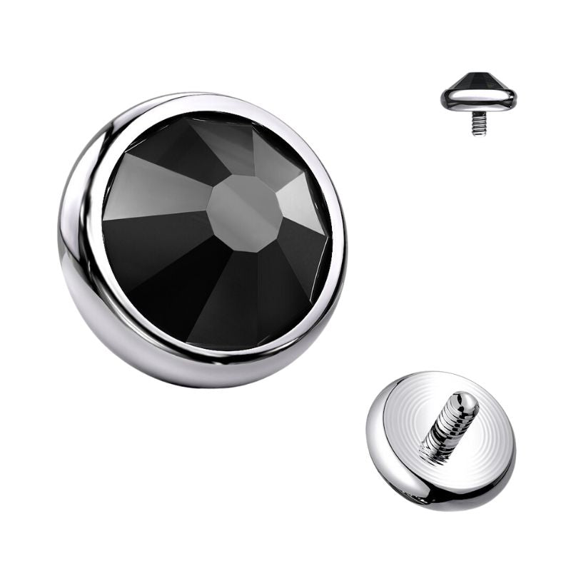 Titanium Internally Threaded Top with CZ Bezel Black Gem - SkinKandy | Body Jewellery & Piercing Online Australia