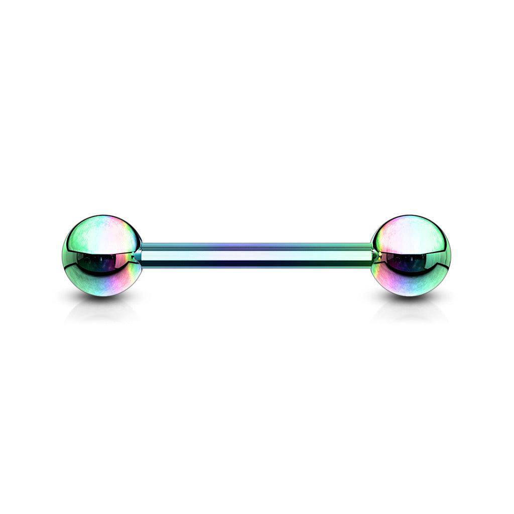 Rainbow Titanium IP Over Steel Barbell - 16G