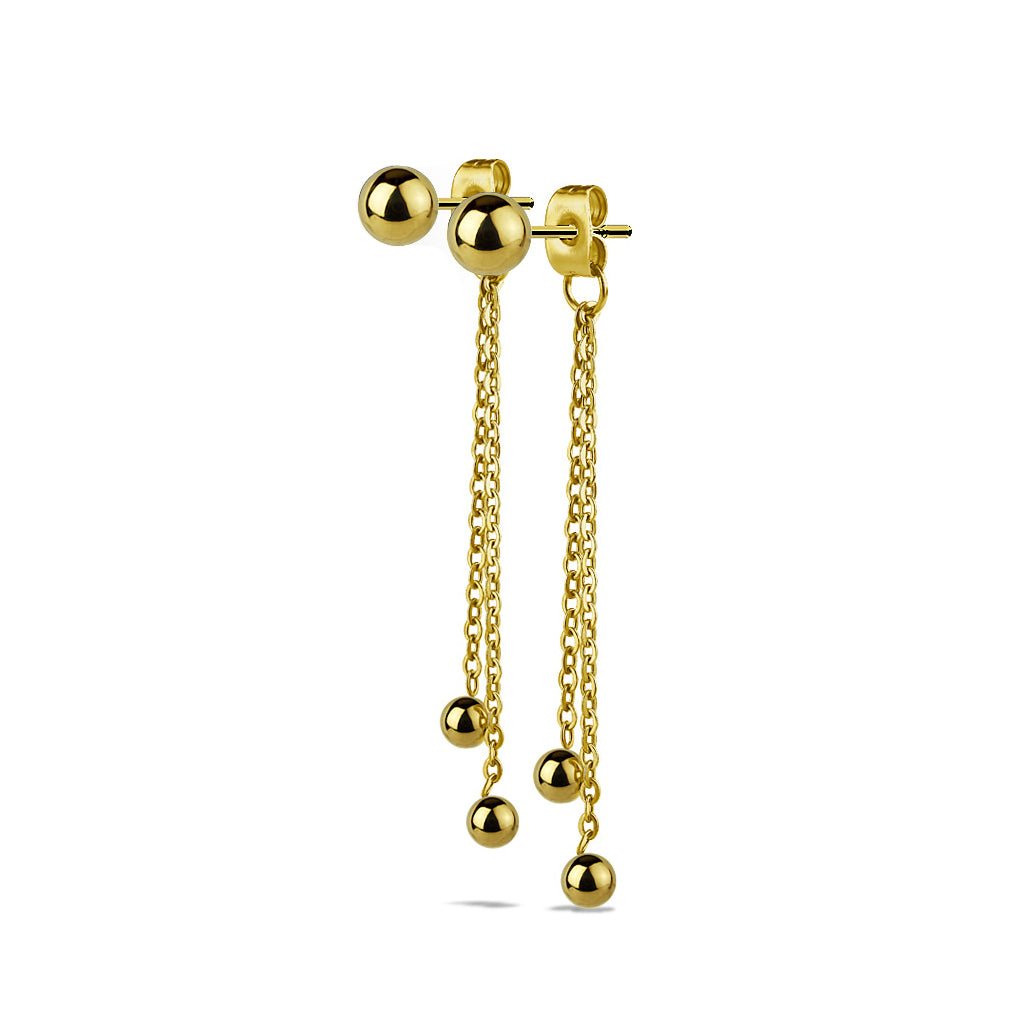 Ball Chain Stud Drop Earrings - SkinKandy | Body Jewellery & Piercing Online Australia