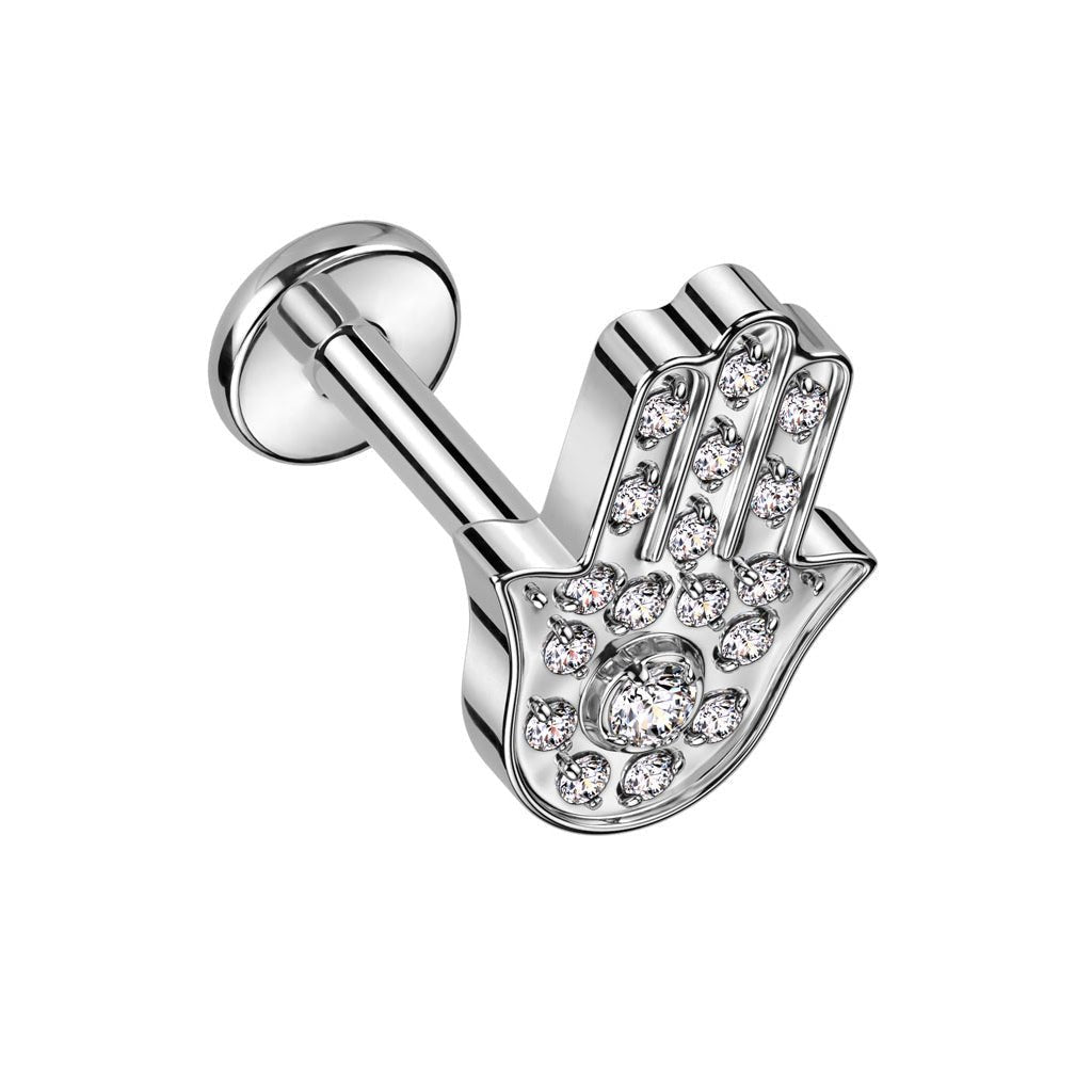 Titanium Hamsa CZ Labret - SkinKandy | Body Jewellery & Piercing Online Australia