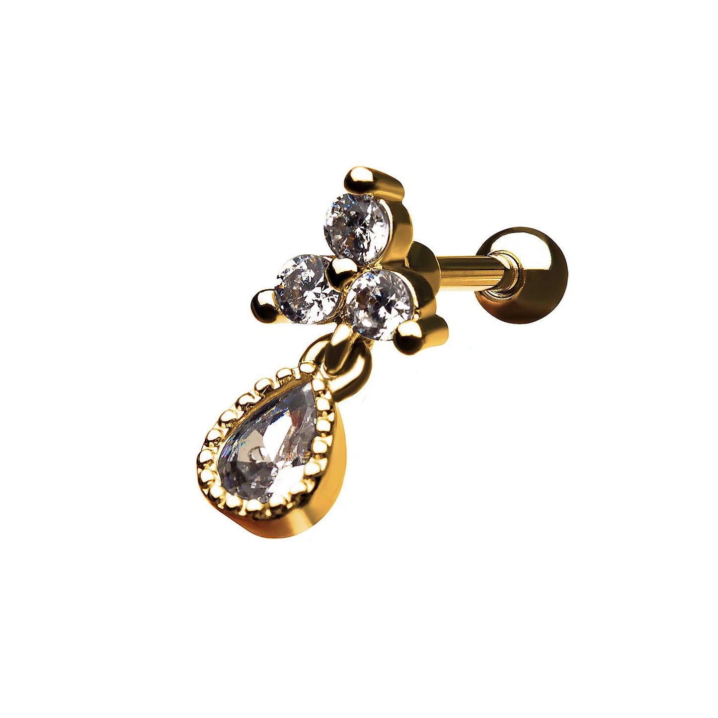 Trinity CZ Teardrop Labret - SkinKandy | Body Jewellery & Piercing Online Australia