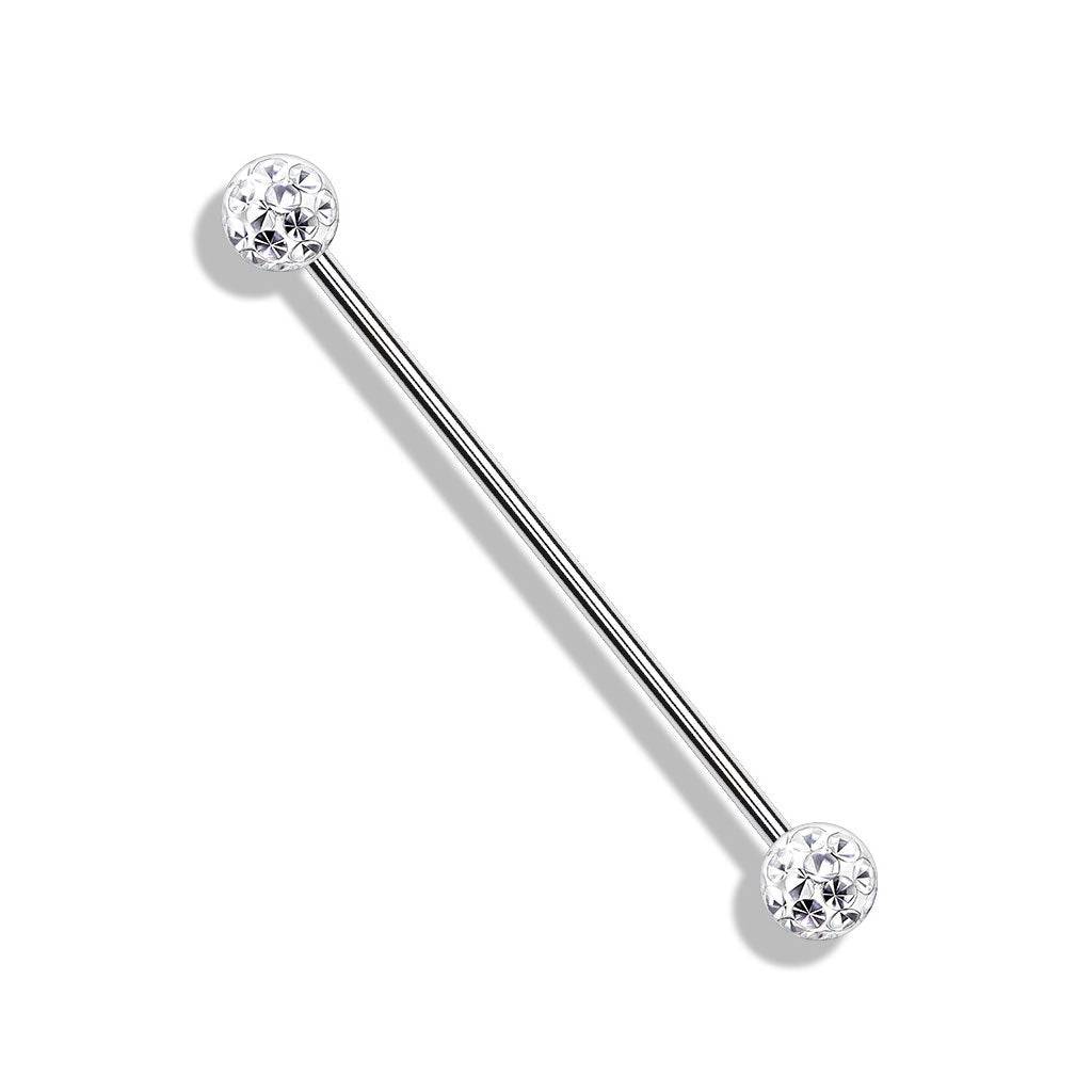 Internally Threaded Industrial Barbell with Epoxy CZ Balls - SkinKandy | Body Jewellery & Piercing Online Australia