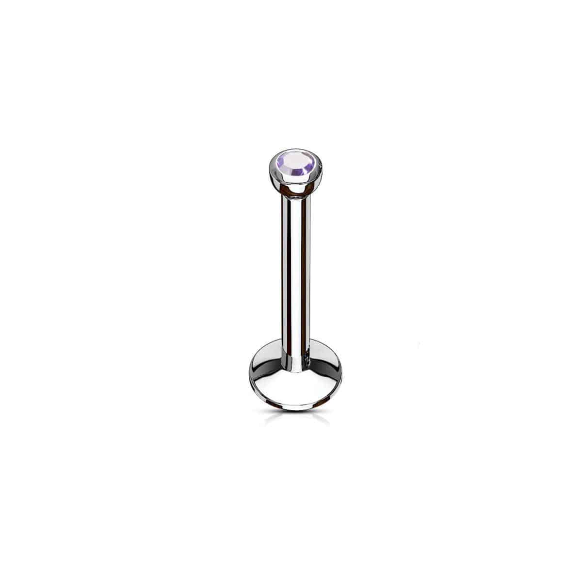 Internally Threaded Labret with CZ Gem - SkinKandy | Body Jewellery & Piercing Online Australia