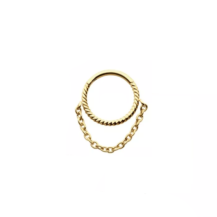Gold chain septum top ring