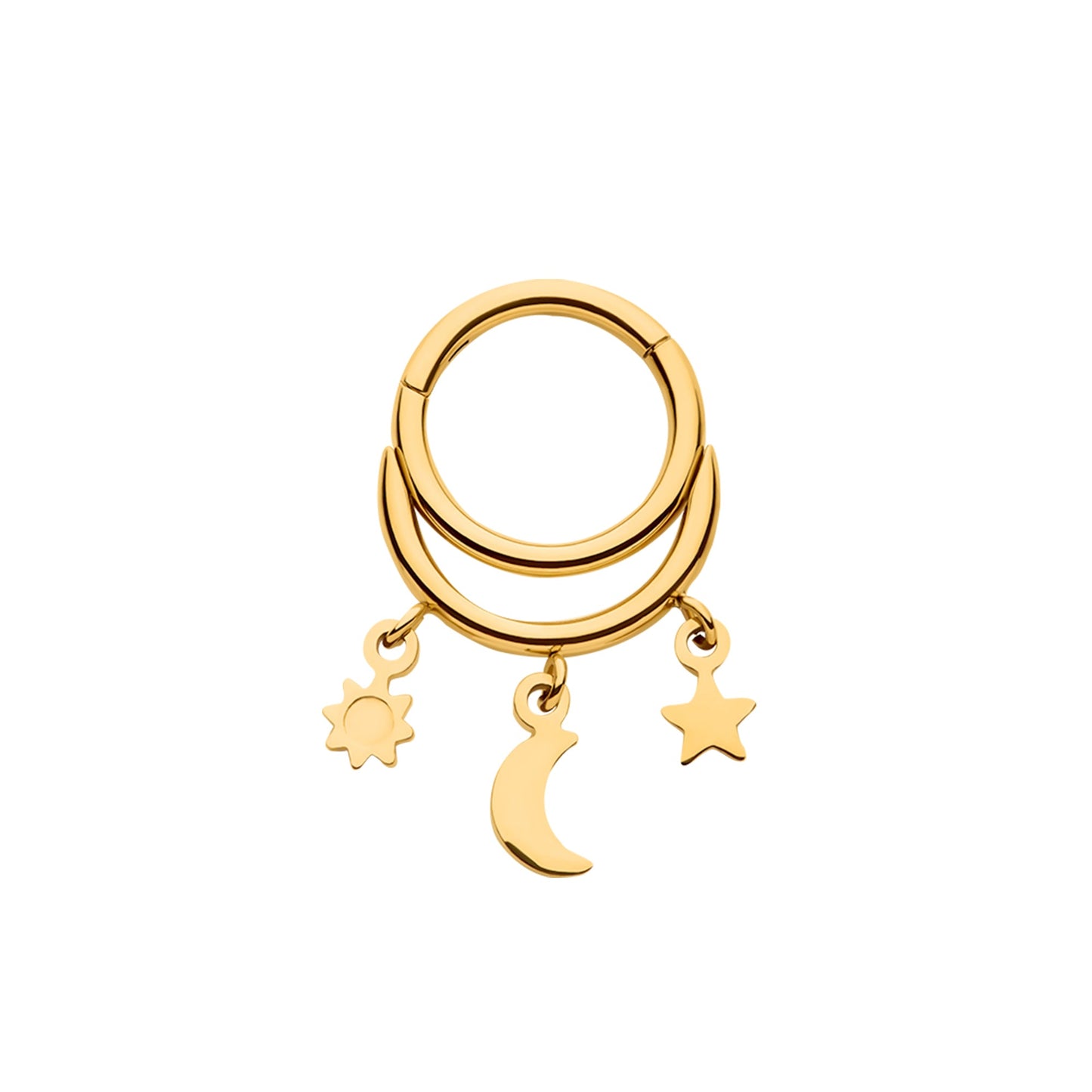 Sun, Star and Moon Charm Segment Ring - SkinKandy | Body Jewellery & Piercing Online Australia