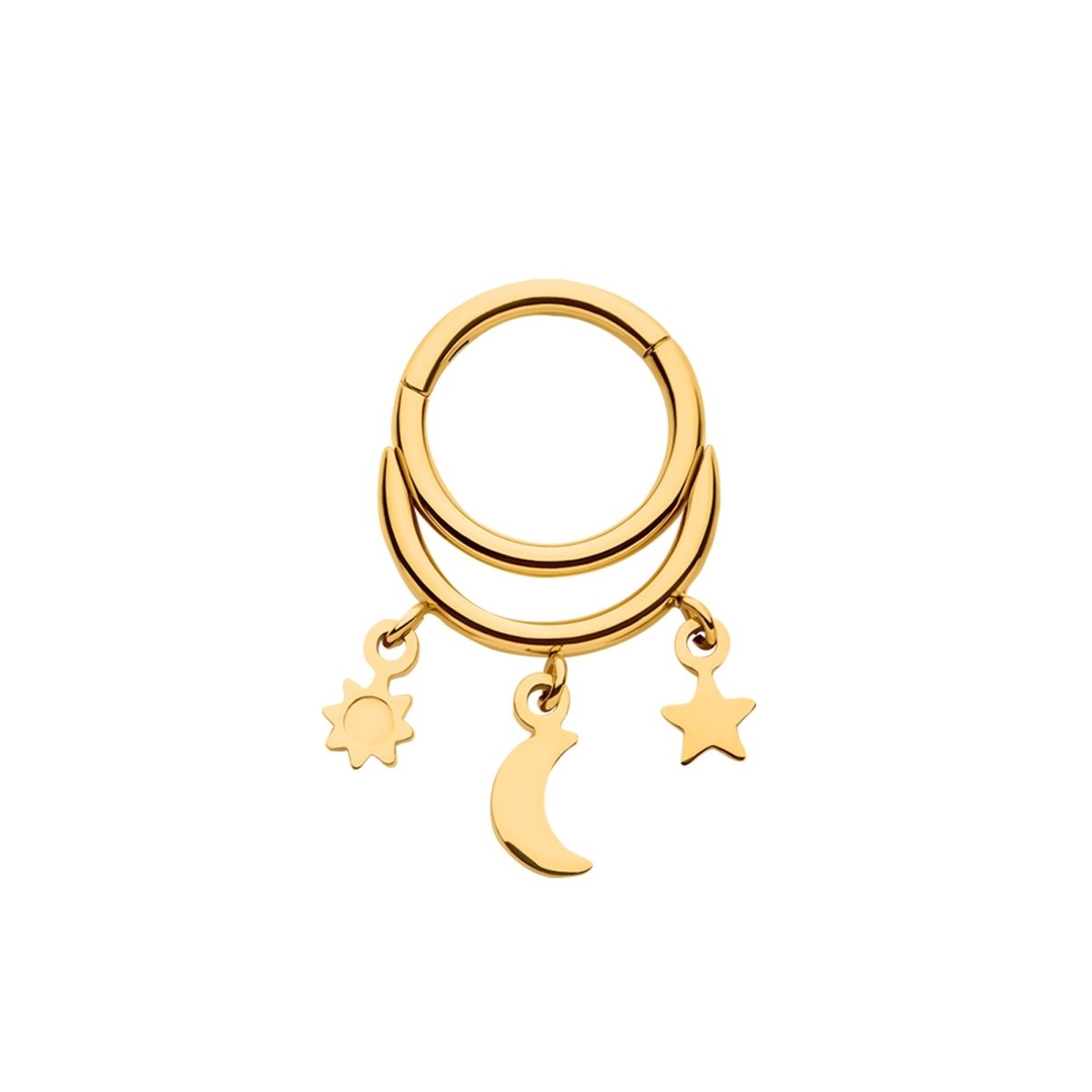 Sun, Star and Moon Charm Segment Ring - SkinKandy | Body Jewellery & Piercing Online Australia