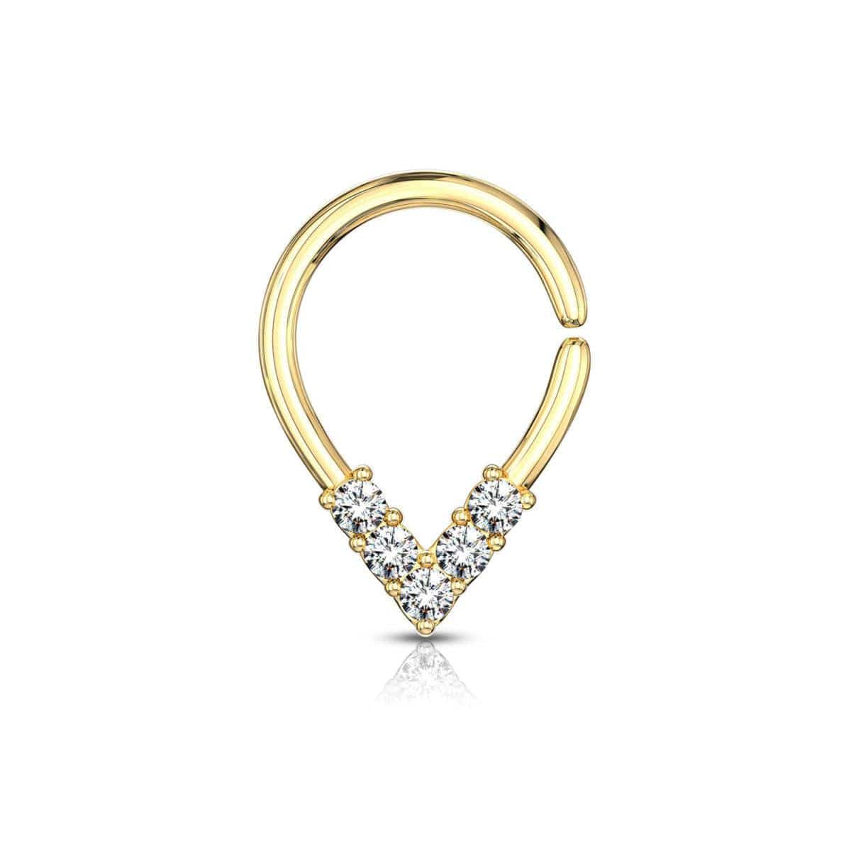 5 CZ lined Pear Shape Septum Ring - SkinKandy | Body Jewellery & Piercing Online Australia