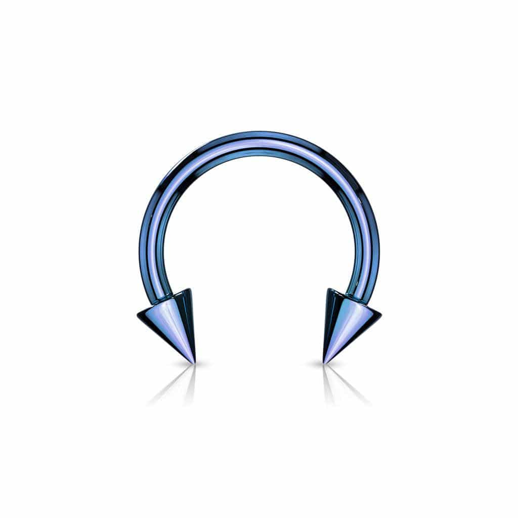 Blue Titanium IP over Steel Horseshoe With Spikes - SkinKandy | Body Jewellery & Piercing Online Australia