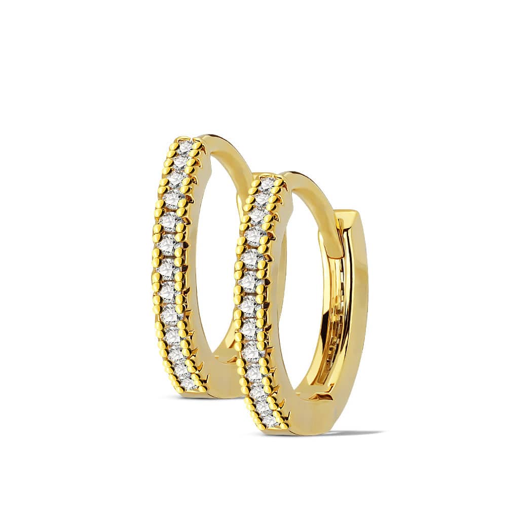 CZ Paved Steel Hoop Earrings - SkinKandy | Body Jewellery & Piercing Online Australia