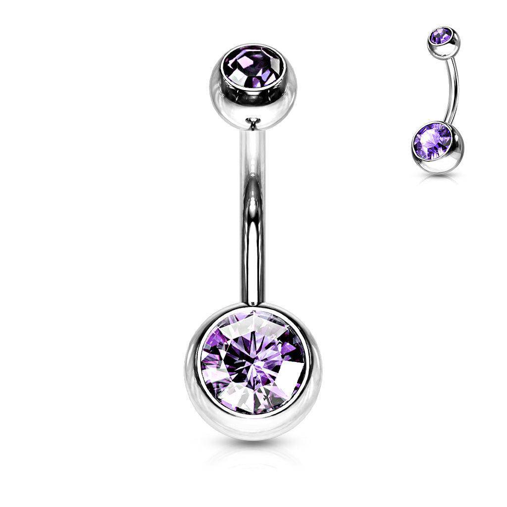Double Jewelled Steel Belly Ring SkinKandy Body Jewellery & Piercing Online Australia